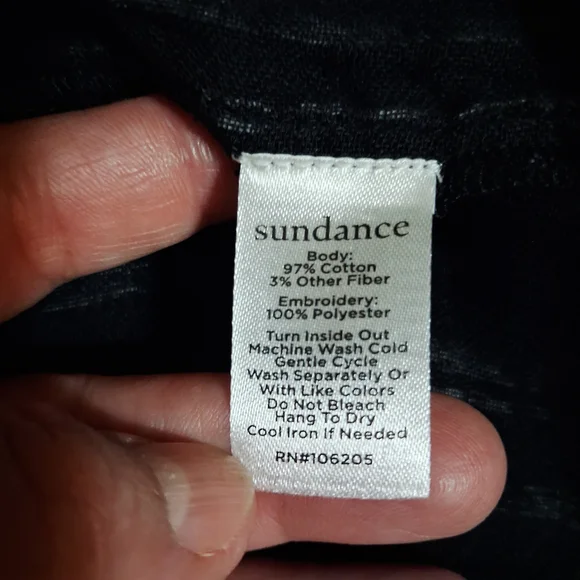 Sundance Electra Top Black Gauze Boho Embroidered Raw Edge Sleeves Sz M - Picture 8 of 10